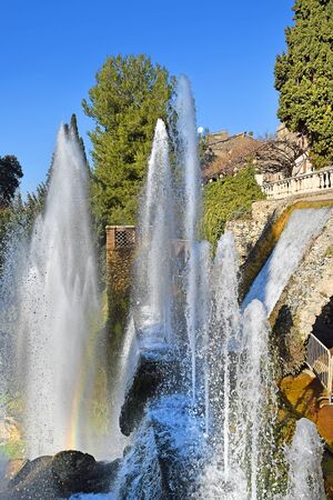 park and fountains, Villa d'Este in Tivoli, Italyの写真素材