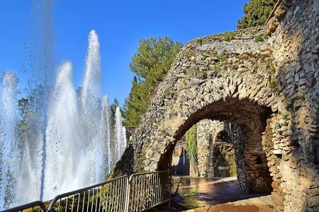park and fountains, Villa d'Este in Tivoli, Italyの写真素材