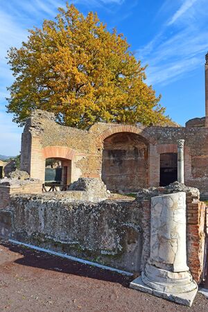 picturesque ancient ruins in the park - Villa Adriana (Hadrian's Villa) in Tivoli, neighborhood of Rome, Italyの写真素材