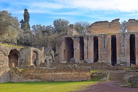 ancient ruins in Villa Adriana (Hadrians Villa) in Tivoli, Italyの写真素材