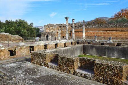 ancient ruins in Villa Adriana (Hadrians Villa) in Tivoli, Italyの写真素材
