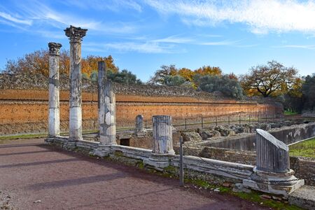 ancient ruins in Villa Adriana (Hadrians Villa) in Tivoli, Italyの写真素材