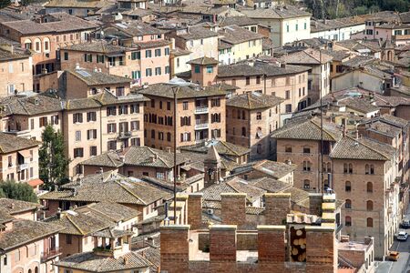 aerial view of Siena, a medieval town in Tuscany, Italyの写真素材