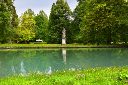 Salzburg, Austria - May 25, 2019 : pond with sculptures in the park of the Hellbrunn Palace - summer residence of the Archbishop of Salzburgのeditorial素材