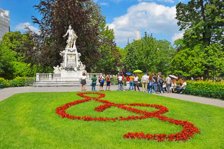 Vienna, Austria - 28 may 2019 : monument in memory of Wolfang Amadeus Mozart in Burggarten, public park of Vienna (Austria)のeditorial素材