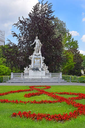 Vienna, Austria - 28 may 2019 : monument in memory of Wolfang Amadeus Mozart in Burggarten, public park of Vienna (Austria)のeditorial素材
