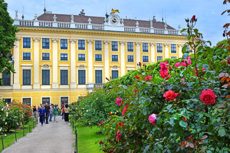 Vienna, Austria - 27 may 2019 : magnificent rose garden in front Schonbrunn Palace or Schloss Schoenbrunn, imperial summer residence in Vienna, Austriaのeditorial素材