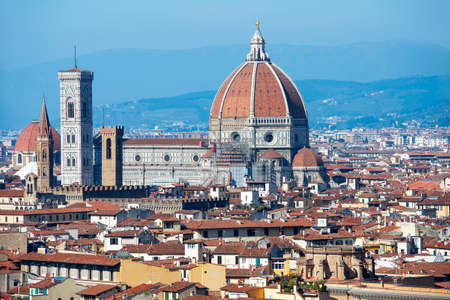 magnificent view of old Florence from the height of the Piazzale Michelangelo, Tuscany, Italyのeditorial素材