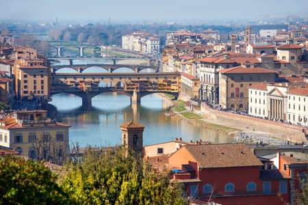 magnificent view of old Florence from the height of the Piazzale Michelangelo, Tuscany, Italyのeditorial素材