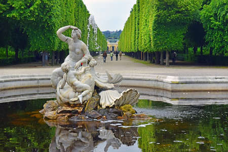 Naiad Fountain in the garden of Schonbrunn Palace, Viennaのeditorial素材