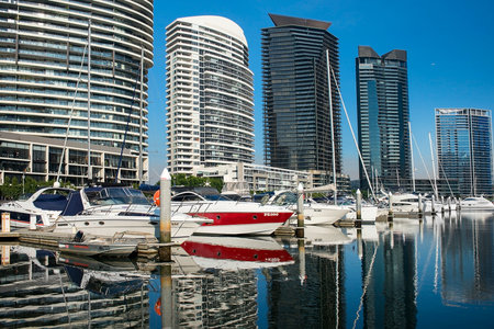 marina in Docklands, Melbourne, Victoria, Australiaのeditorial素材
