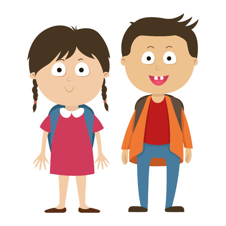 School children, a boy and girl childrenのイラスト素材
