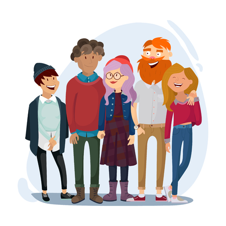 Best friends. Fashion stylish group of people.のイラスト素材