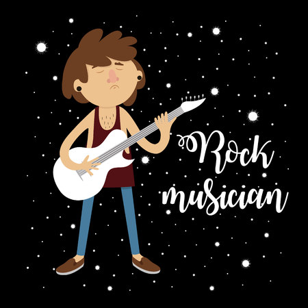 Rock musician with a guitar. Starのイラスト素材