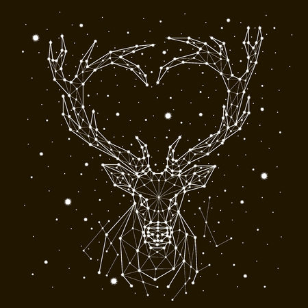 starry sky constellation deerのイラスト素材