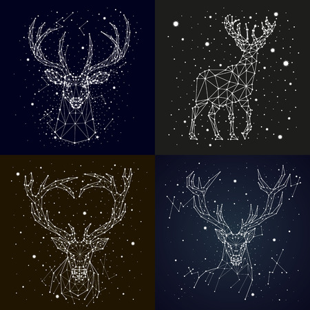 starry sky constellation deerのイラスト素材