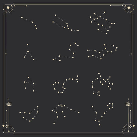 Vector illustration set of moon phases. Different stages of moonlight activity in vintage engraving...