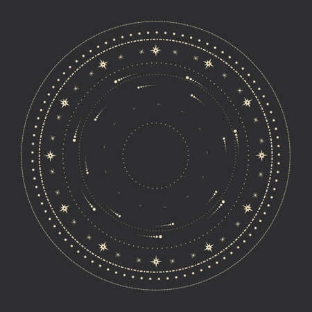 Vector illustration set of moon phases. Different stages of moonlight activity in vintage engraving style. Zodiac Signsのイラスト素材
