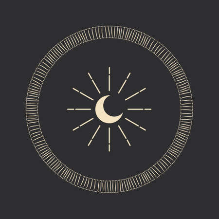 Vector illustration set of moon phases. Different stages of moonlight activity in vintage engraving style. Zodiac Signsのイラスト素材