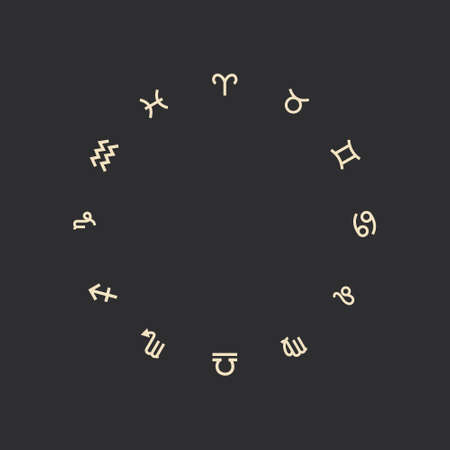 Vector illustration set of moon phases. Different stages of moonlight activity in vintage engraving style. Zodiac Signsのイラスト素材
