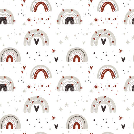 cute collection magic rainbow for design of a child's room, children's poster. printing on fabric and paper. stars and heart. made with love. Vector graphicsのイラスト素材