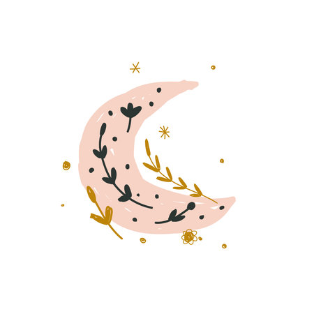 Modern bohemian style, folk tribal art in the Scandinavian style. Folk mythology, Swedish folklore. animals and plants.のイラスト素材