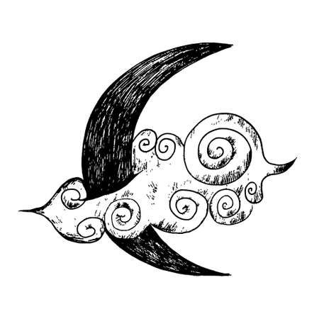 Vector illustration set of moon phases. New style, holographic background, trend shimmer. Different stages of moonlight activity in vintage engraving style.のイラスト素材