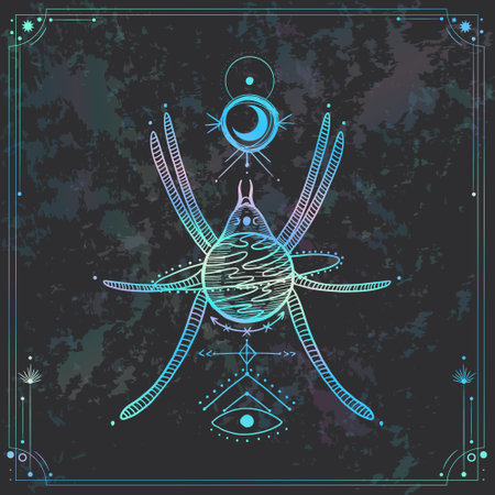 Mystical geometry symbol on grunge background. Mystical geometry.のイラスト素材