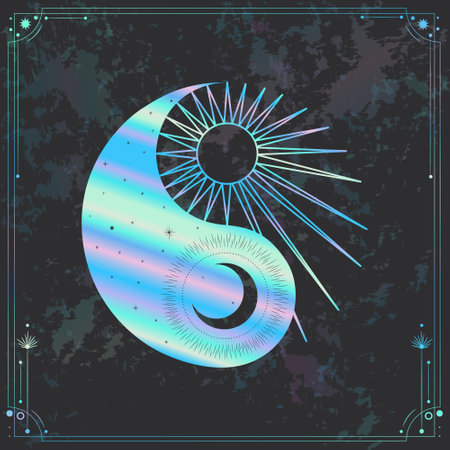 Yin yang symbol on grunge background. Vector illustration.のイラスト素材