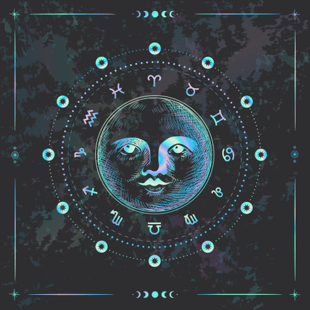 Zodiac sign Aquarius. Zodiac constellation. Vector illustration.のイラスト素材