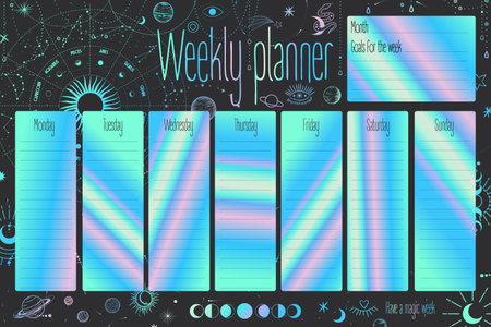 Weekly planner with space background. Planner to do list and to do list.のイラスト素材
