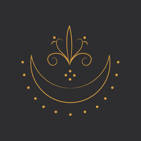Crescent moon icon. Vector illustration in trendy linear style on dark background.のイラスト素材