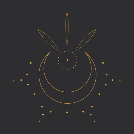 Crescent moon on a black background with dots. Vector illustration.のイラスト素材