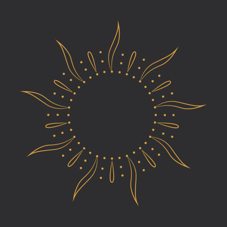 Sun icon. Hand drawn sun symbol. Vector illustration isolated on black background.のイラスト素材