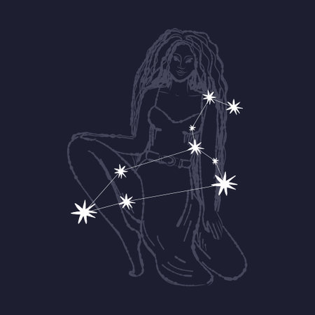 Zodiac sign Virgo. Hand drawn zodiac constellation. Vector illustration.のイラスト素材