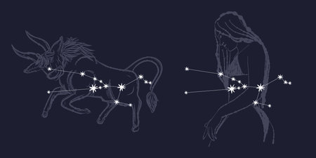 Zodiac sign Capricorn. Zodiac constellation. Vector illustrationのイラスト素材