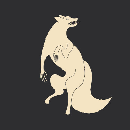 Vector illustration of a silhouette of a fox with a joey.のイラスト素材