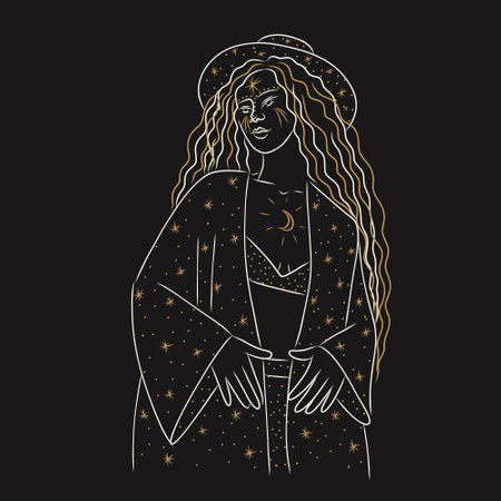 Jesus Christ in the night starry sky. Hand drawn vector illustration.のイラスト素材
