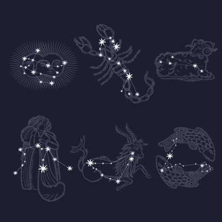 Zodiac signs set. Zodiac constellation. Horoscope collection.のイラスト素材