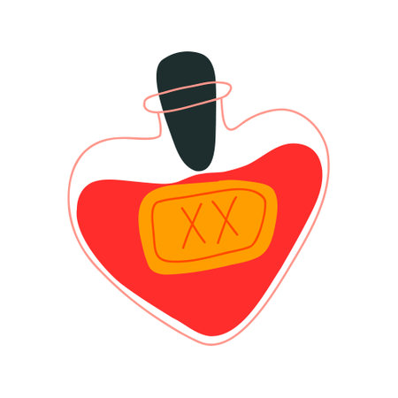 Bottle of perfume in the shape of a heart. Vector illustrationのイラスト素材