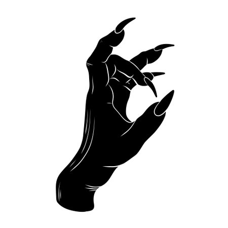 Vector illustration of a female hand. Black silhouette on a white background.のイラスト素材