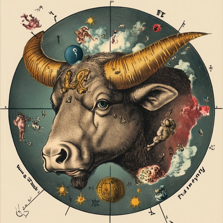 Zodiac sign Ox. Astrological horoscope collection. Zodiacal illustration.の素材