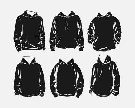 set of hoodie silhouettes. front look. flat vector illustration.のイラスト素材