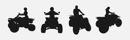 set of silhouettes of quad bike, atv. isolated on white background. graphic vector illustrationのイラスト素材
