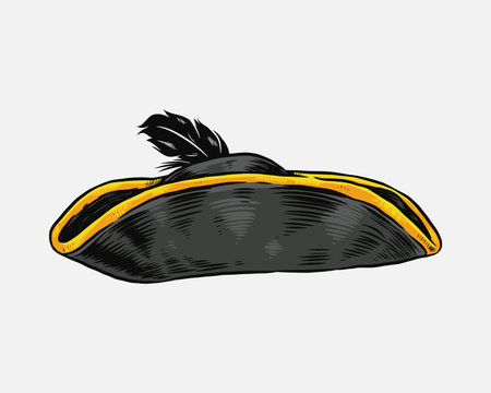 Collection of colorful pirate hat sketch hand drawn vector illustration.のイラスト素材