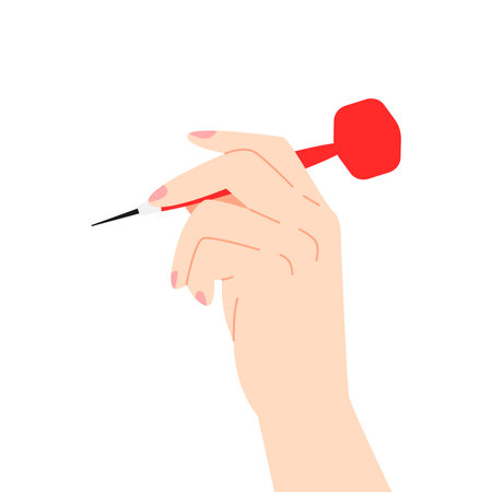 vector illustration of a hand holding a dart in a flat style. isolated on white background.のイラスト素材