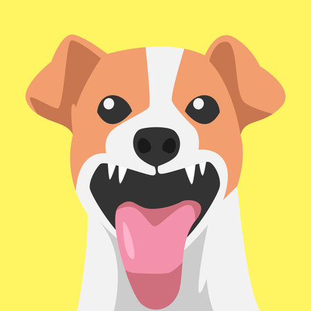 Funny Dog Laughing Hard. Hilarious Pet Expression in Cartoon Style. Vector Illustration.のイラスト素材