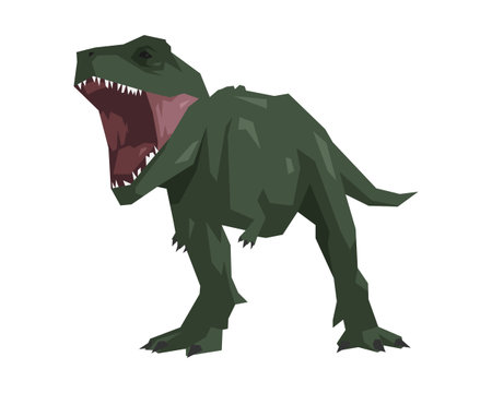 Tyrannosaurus Rex Roaring with Open Mouth. Cartoon Style Vector Illustration.のイラスト素材