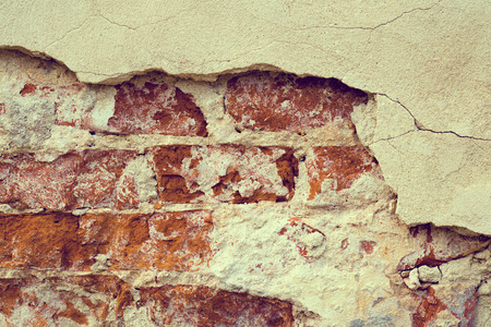 Old brick wall texture background, colorful and crackedの写真素材