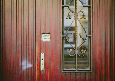 The old vintage wooden doors, grunge facadeの写真素材